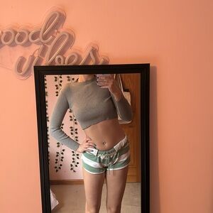 Gray Ribbed Long Sleeve Sweater